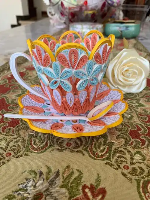 衍纸立体衍纸咖啡杯一套