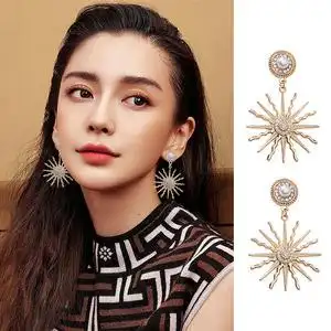 2020新款夏天杨颖angelababy同款耳环925银复古个性夸张珍珠耳饰