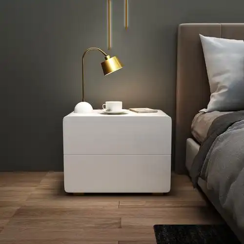 床头柜北欧实木简约现代收纳储物柜子白色烤漆斗柜卧室小型床边柜