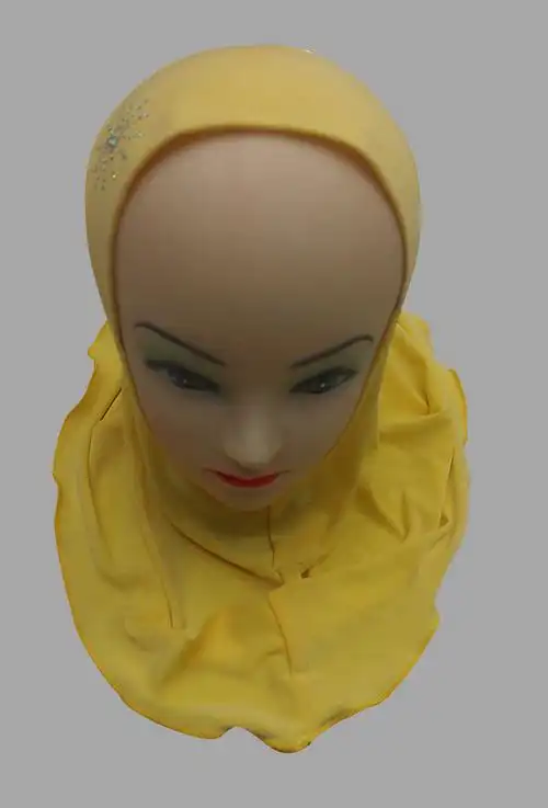 2015新款水晶麻 中东穆斯林儿童头套 回族盖头 阿拉伯烫钻头巾