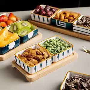 日式创意分格拼盘零食盘坚果干果水果盘陶瓷精致小吃茶点盘小食碟