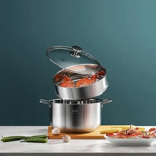 赫曼德nolte博瑞斯双层蒸锅hmd9813厨房锅具28cm不锈钢双层蒸笼蒸锅