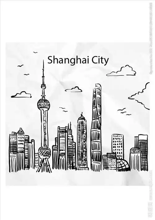 城市高楼速写图片