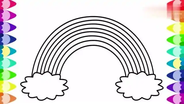 一起画漂亮的彩虹画画涂色