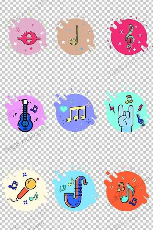 炫彩可爱音符免抠元素
