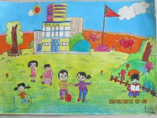 美丽的校园图画 美丽的校园图画一等奖绘画美丽的校园简笔画