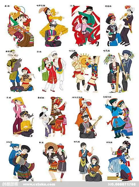 56个民族服饰简笔画56个民族服饰简笔画涂色