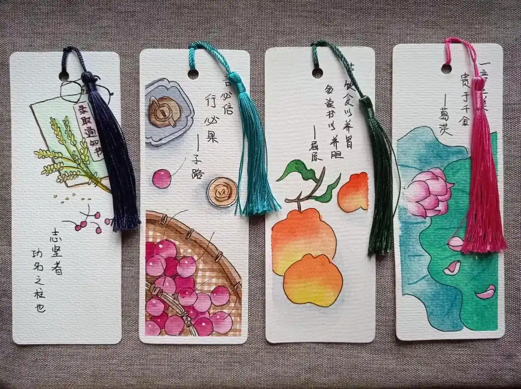 手绘水彩书签-名人名言26615.纸张:宝虹350g中纹; 尺寸 - 抖音