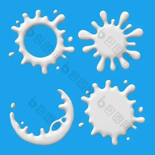 抽象的白色液体牛奶溅孤立