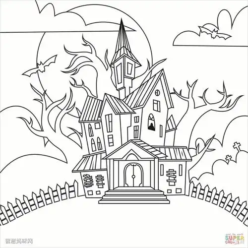 鬼屋简笔画图片