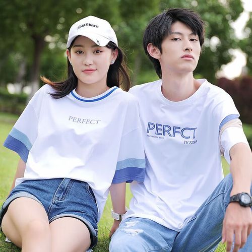 御仕达简约情侣装夏季韩版潮流宽松学生百搭短袖t恤女上衣 男款单件