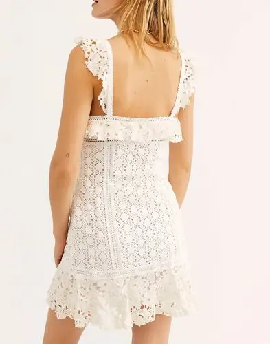 性感女性钩针花边迷你连衣裙夏季