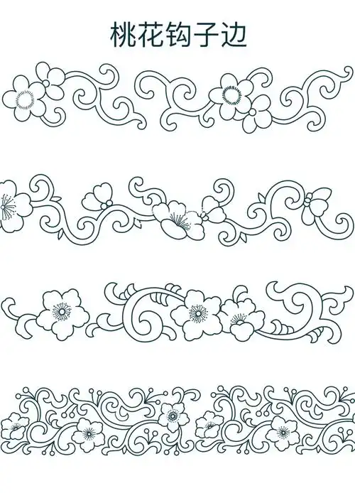 今日线稿练习:复古钩子花边设计