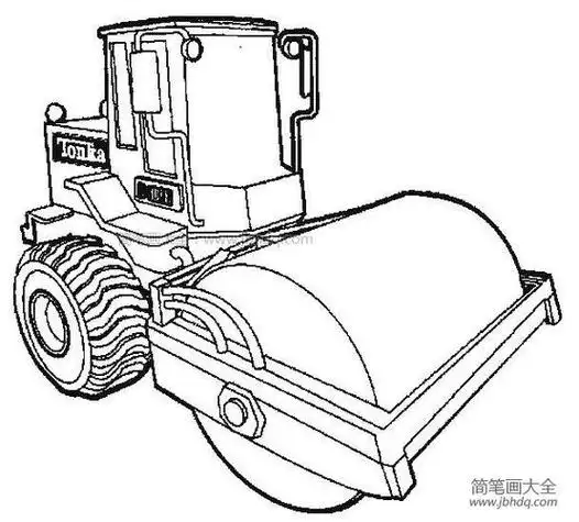 工程车简笔画图片之压路车