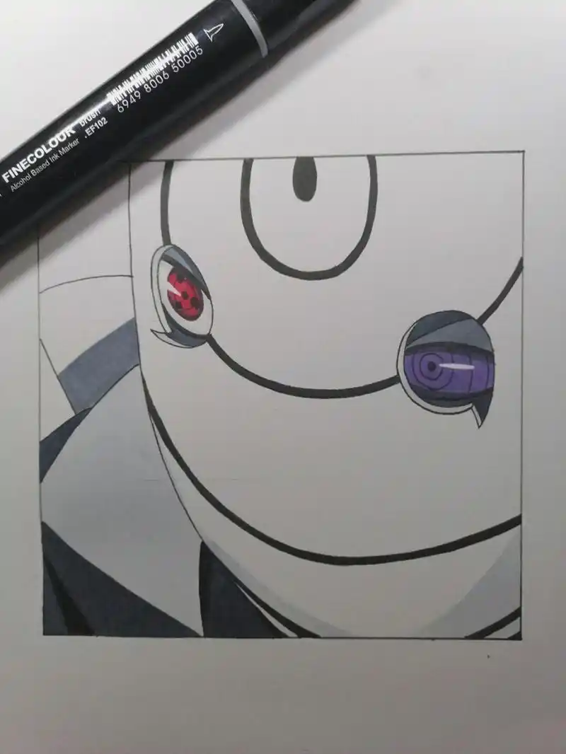 白面具带土教程 #火影忍者# #手绘教程# #带土