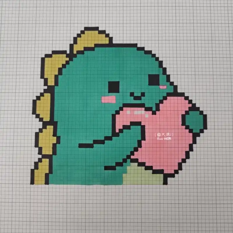 像素画 每日一像素---小恐龙 	 48×44(2mm格子)