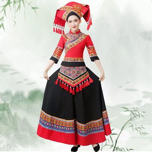 广西三月三壮族服饰女成人庙会民族服装长款传统盛装衣服演出服秋