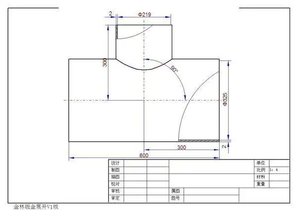 手工制作管道中马鞍口异径三通正放应如何放样