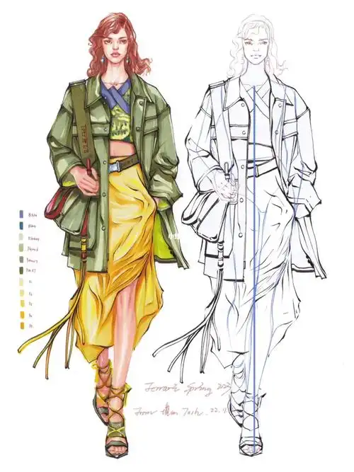 考研服装设计效果图女子休闲装步骤图