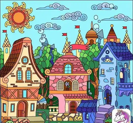 67色彩艳丽的建筑主题装饰画这些房子色彩太好看了