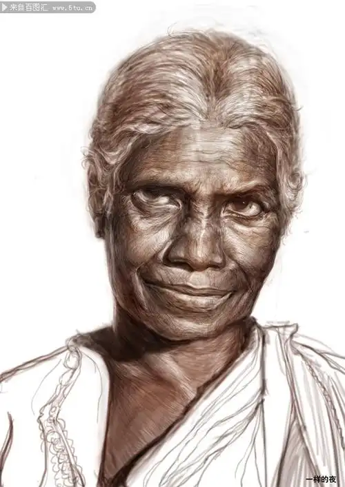 手绘老人肖像