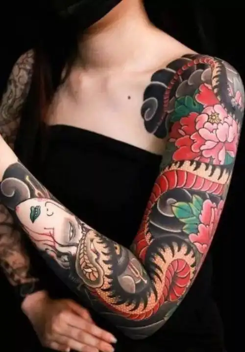 图腾纹身花臂花臂纹身女3