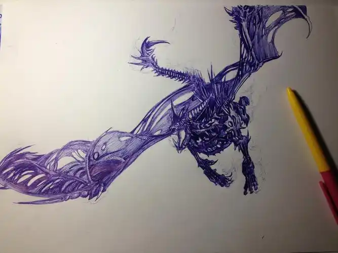 巫妖王之冰龙.圆珠笔手绘