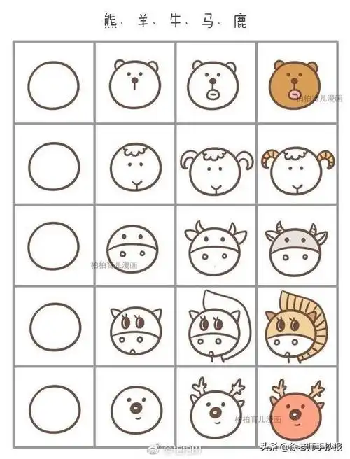 一个圆变出近50种小动物,这简笔画真是好简单