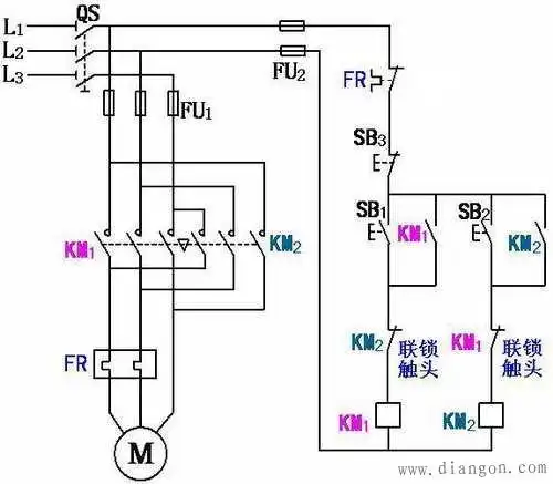 电动机正反转互锁实物接线图
