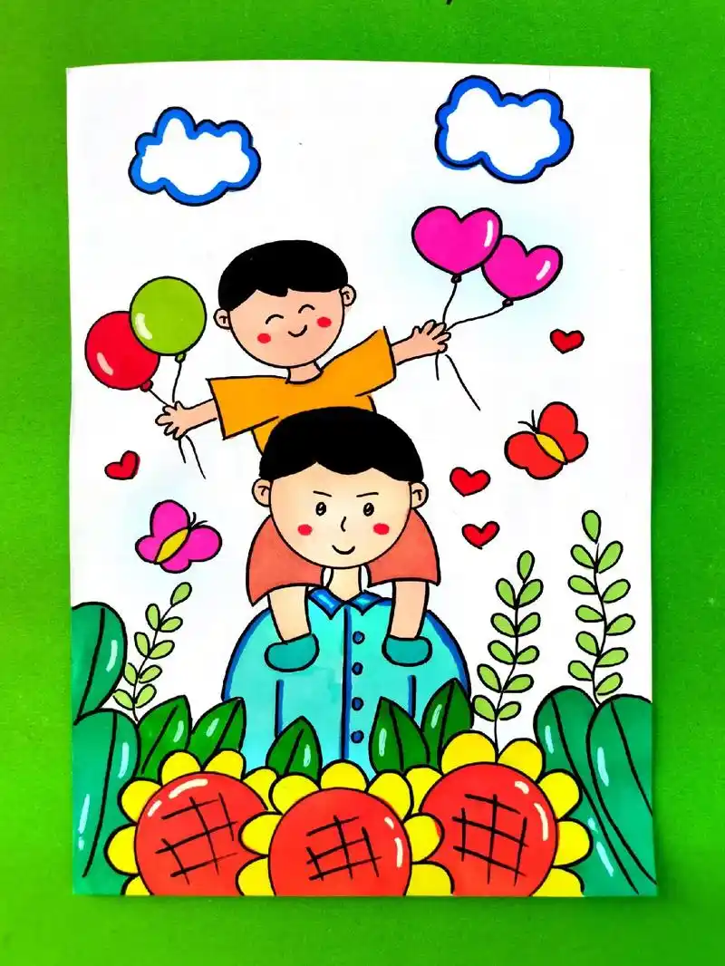 父亲节主题简笔画,一起画起来吧 #父亲节快乐 #父亲节简笔画 - 抖音