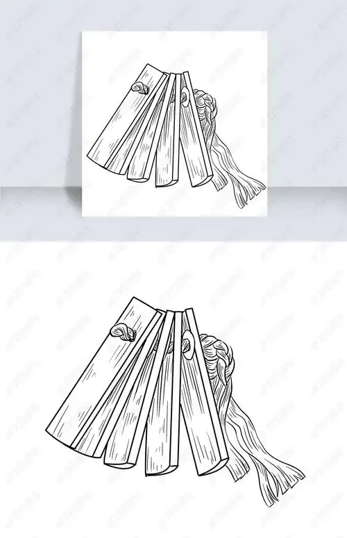 黑色线描快板插画