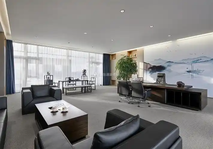 广州市大型集团董事长办公室装修效果图