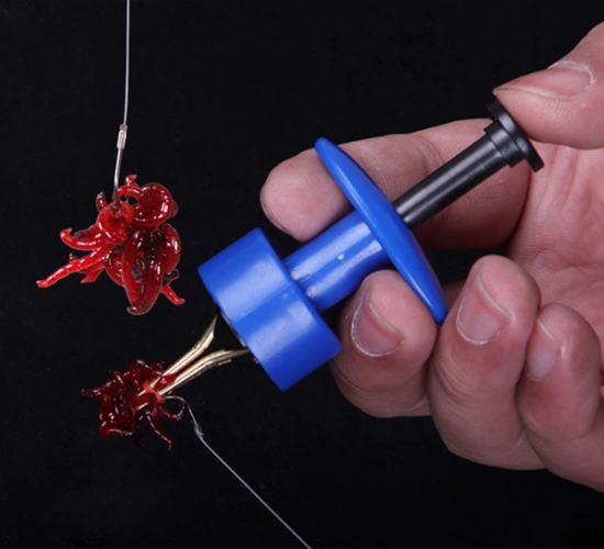 新款挂红虫上饵器皮筋蚯蚓活饵夹子快速捆绑器钓鱼配件渔具用品 裸