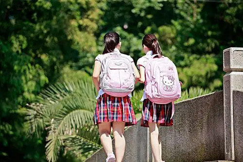 背着书包的小学生的背影