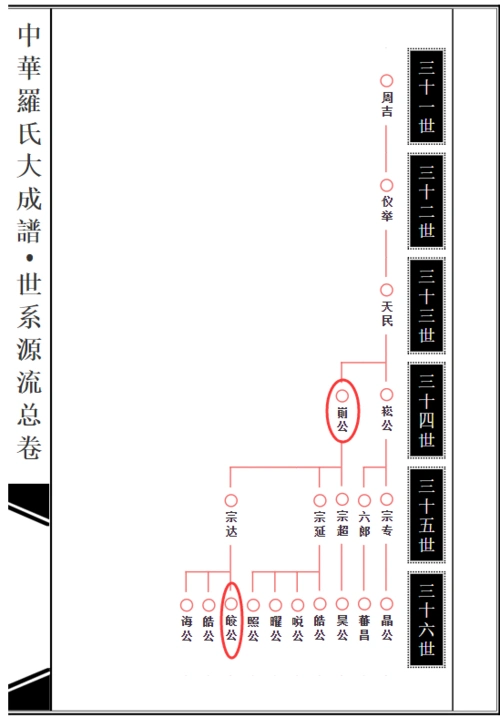 铁塘罗氏始祖青叟公上源世系图