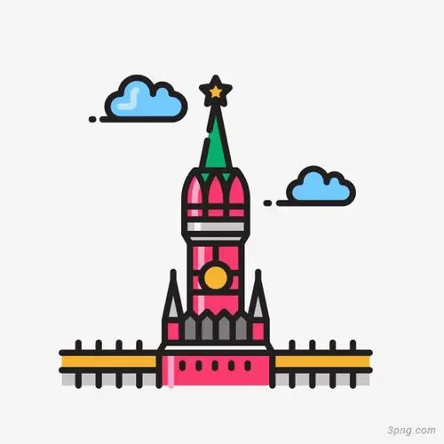 卡通立体粉色城堡矢量图标