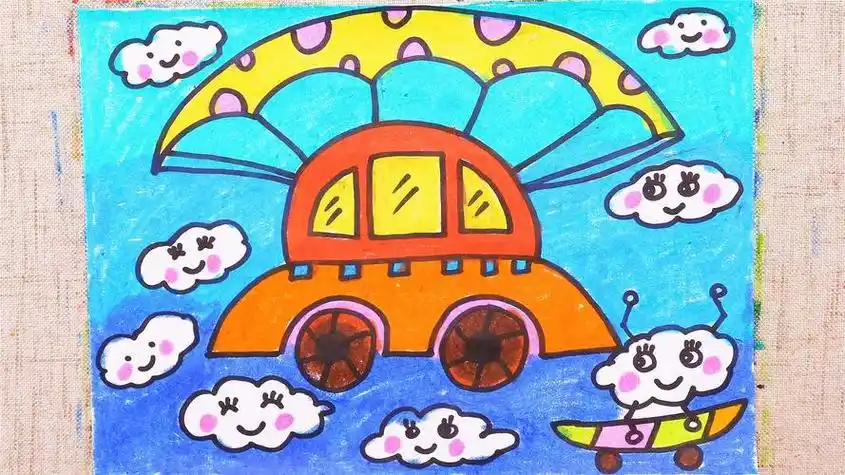 儿童画 简笔画简笔画 汽车 卡车 救护车 创意儿童画 线描