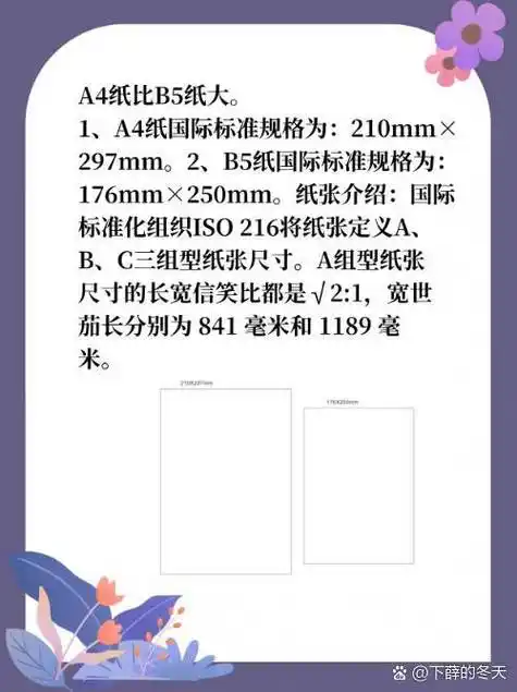 b5纸和a4纸大小对比是什么? a4纸比b5纸大.