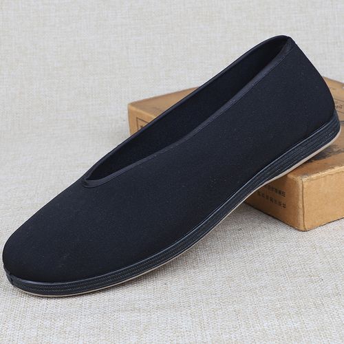 老北京布鞋爸爸鞋秋圆口软老头平底防滑一脚脚蹬父亲布鞋