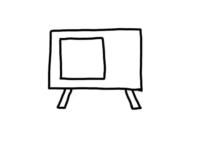 第四步,在电视机里面画出一些小的正方形,当作一些按钮装饰,然后在