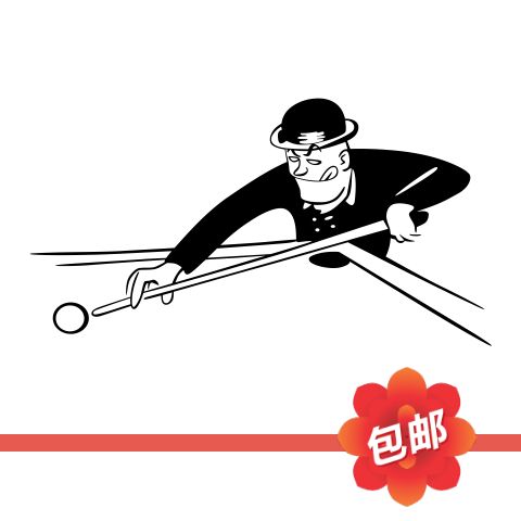 台球厅桌球室卡通人物斯诺克墙贴画酒吧玻璃门镂空装饰背景墙贴纸