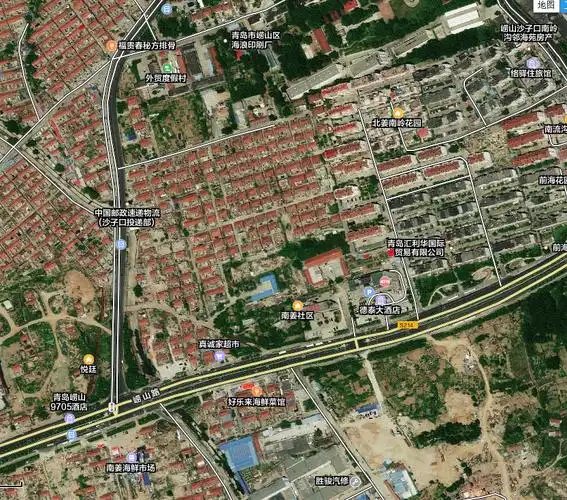 青岛市崂山区沙子口镇南姜村卫星地图