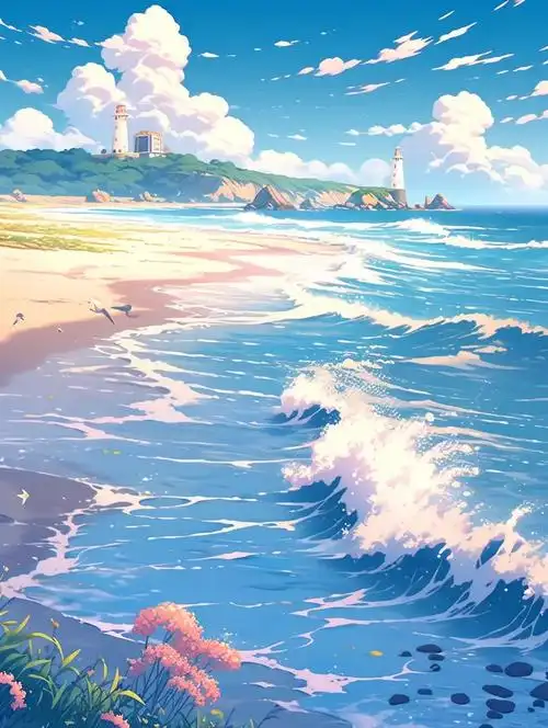 ai | 绘画 夏日海边漫画风!97midijourne - 抖音