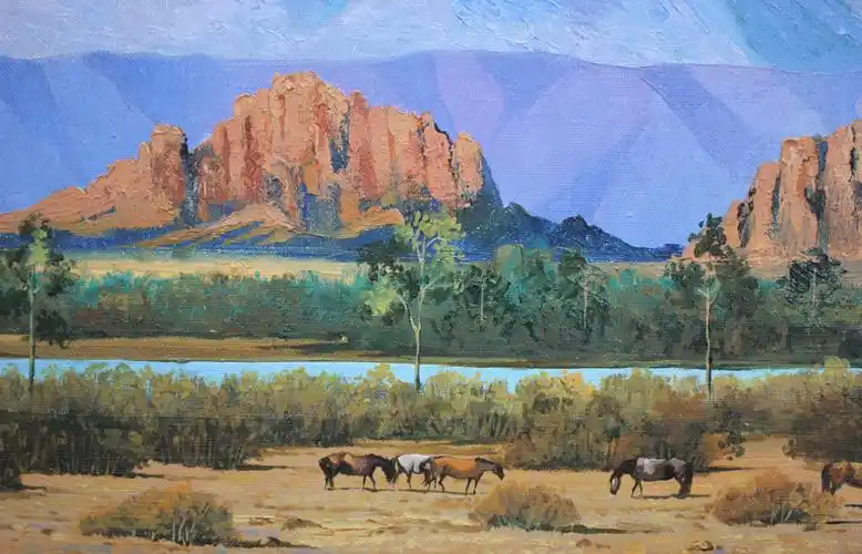 (蒙古)鞑巴图孟克《草原风景》 原创