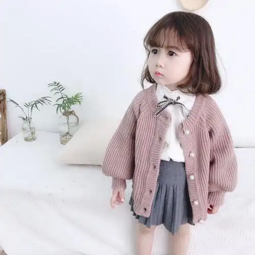 一折女宝宝春装潮_女童毛衣外套开衫春秋3岁女宝宝洋气公主秋装2019