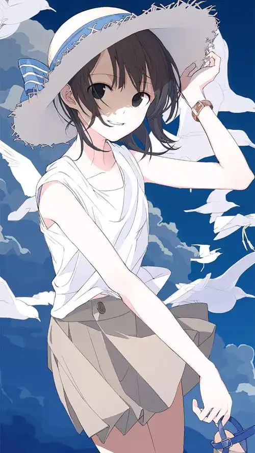 动漫少女手机清新壁纸元气满满短发少女一丝温暖的冬日阳光