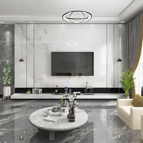 电视背景墙800x1600亮光客厅地砖艺术石纹玄关造型通体大理石