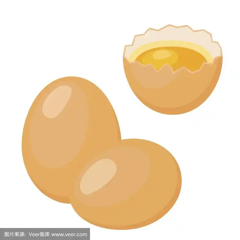 鸡蛋在卡通平面风格.破蛋,带蛋黄的蛋壳