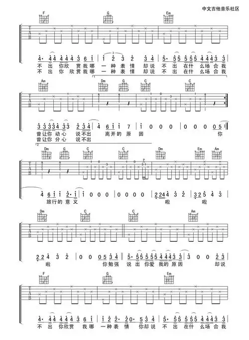 旅行的意义吉他谱_陈绮贞_c调六线谱标准版