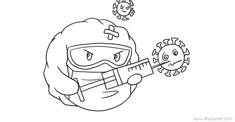 抗击肺炎疫情儿童画怎么画抗击肺炎疫情简笔画步骤
